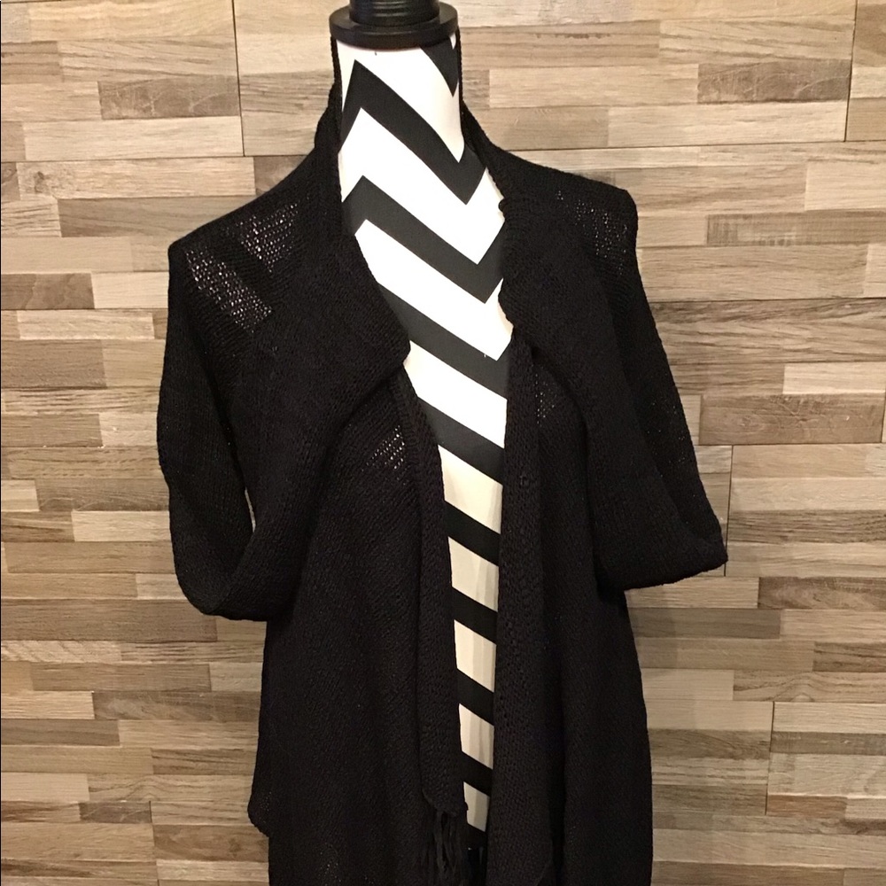 Fringed open front cardigan
